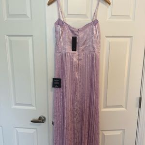 Lulu lavender silk midi dress.
